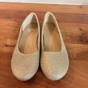 Dream Paris Gold Glitter Sparkle Ballet Flats Shoes Girl Size 4 EU 36 Glamour
